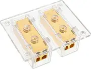 Gold Plated Car Audio Power Distribution Block 4 Gauge Inputs to 8 Gauge Outputs Amplifier Subwoofer Splitter Box for Universal Vehicle Compatibility