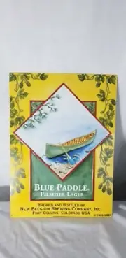 Vintage New Belgium Brewing~Blue Paddle~1998~Tin Tacker Sign 16" x 11 3/4"