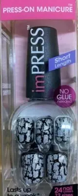 Kiss imPress Nail Art Trendsetters Short Length NO Glue so easy to apply # 1