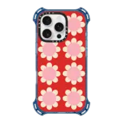 iPhone 16 Pro Bounce Case MagSafe Compatible Retro Floral Red and Pink