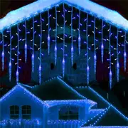 Christmas LED Icicle Falling Rain Curtain 4M Fairy String Lights Outdoor Party