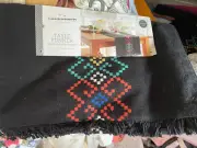Threshold Black Aztec Bold Color Embroidered Table Runner pink yellow green