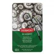 NEW Derwent Academy 12 Pack Sketching Pencils Tin By Spotlight