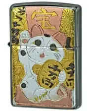 Zippo Lighter Maneki Neko Japanese Pattern Electroforming Unused item From Japan