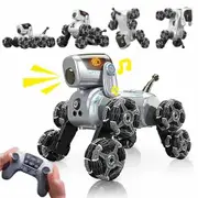 Interactive Robot Dog with Barking Sounds Music Smart 2.4GHz RC Stunt Toy 8WD 360 Degree Drift Animated Eye Expressions Real Dog Actions