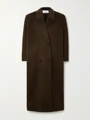 [The Frankie Shop] The Frankie Shop - Gaia Double-breasted Wool-blend Coat - Brown - medium medium Brown