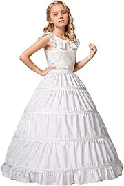 [BEAUTELICATE] Girls Petticoat 100% Cotton Crinoline Underskirt Kids Flower Dress Slips Style1 Style2 5 Lengths