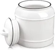 COCOYA 10cup/85oz Large Ceramics Jar with Lid, Big Food Storge Canister Porcelain Dry Food Container Kitchen Countertop Pantry Farmhouse Round Heavy Store Candy Bean Flour Snacks Cookie Cereal White