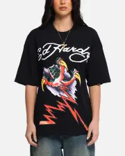 [ED HARDY] Ed Hardy Lightning T-shirt Black - Size M M Black
