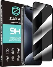 [ZUSLAB] Privacy Screen Protector for iPhone 15 Pro Max Tempered Glass Flim Case Friendly 9H Hardness Anti Spy for Apple (2023)