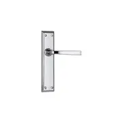 Tradco Menton Lever Door Handle on Long Backplate Chrome Plated