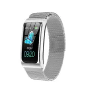 AK12 1.14' Blood Pressure O2 Fitness Tracker Large Battery Message View Stopwatch Smart Watch SILVER COLOR