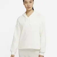 在飛比找蝦皮商城優惠-NIKE 女款連帽長袖上衣 運動 休閒 不收邊 寬鬆版 米白