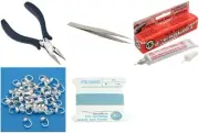 Bead Tip Kit - Pliers, Tweezers, Cement, 50 Bead Tips & Turqoise Bead Cord #6