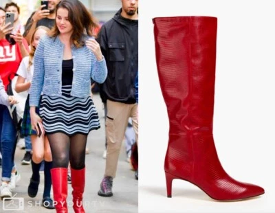 NEW SAM EDELMAN SHOES WOMEN UMA KNEE HIGH BOOTS RED LEATHER 7 croc valentino par