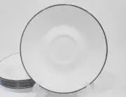 ❤️ HTF Corelle by Corning CHARLOTTE CUP SAUCER Well Plate *Dark Gray Grey Rim