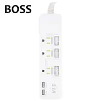 在飛比找momo購物網優惠-【BOSS】4開3插3P高溫斷電USB 3.1A延長線 1.