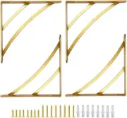 Gold Shelf Brackets Brass Metal Shelves Bracket Wall Decor Modern Shelving Br...
