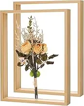 uxcell 2-Pack Dried Flower Frame, 12 x 16 Inch Double Acrylic Wooden Dried Flower Photo Floating Frame for Tabletop/DIY/Handicrafts [Wood Color]