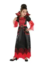 Girl's Countess Vampire Queen Halloween Costume Gown Dress Large 12-14
