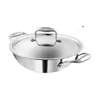 Triply Stainless Steel Kadai Pot Frying Wok 22CM 2.1L With Lid