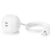 HAGSTA 3-way socket with 2 USB ports