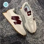 NEW BALANCE 327 奶油白 酒紅 質感超好 皮革 增高 復古 MS327KA