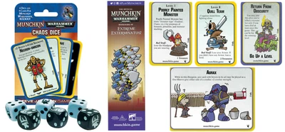 Chaos Dice w/ 3 Promo Cards and Bookmark Quill Agrax Munchkin Warhammer 40000