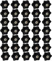 Sekonow 35PCS 6 Star Knobs 1/4-20 Knob Female Threaded Knobs Hexagon Head Screw T Track Knobs Nuts Accessories