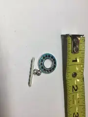 Fine,Sterling Silver/Turquoise blue/red ,enameled , Fancy Hook/Eye Clasp