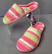 Bobbie Brooks Slippers House Shoes Womens S 6-7 Plush Bright Mules Slip-on New