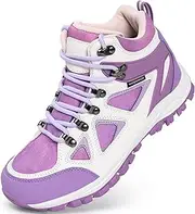 [R CORD] Kids Hiking Boots Waterproof Durable TPR Traction Outsole Anti-Skid Athletic Lace Up Hiking Shoes for Outdoor Adventure