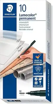 STAEDTLER Lumocolor Permanent Pen 317-9 Medium 1.0 mm Line - Black Pack of 10