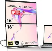 JSAUX Portable Monitor FlipGo Pro 16" 2.5K Dual Monitor for Laptop Screen Extender, IPS 60Hz Stacked Folding Triple Monitor for MacBook, Support Mac/Windows/PC/Linux, Magnetic Design & VESA Mountable