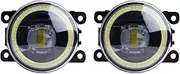 Car Fog Lamp Assembly For Peugeot For Boxer 290 295 2015 2016 2017 2018 2019 2pcs Car External LED Fog Light Angel Eye Daytime Running Lamp DRL Front Bumper Fog Light(6 With Angel Eye)