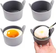 qzjijosen 4PCS Ramekins for Air Fryer,Silicone Air Fryer Egg Moulds, Non Stick Egg Poachers,Poached Egg Cup,Baking Cups,Large Muffin Cases for Air Fryer, Kitchen Gadget,Air Fryer Accessories (Gray)