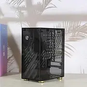 ElgnAura 360 Degree Cooling System Mini ITX Computer Case, 4.3L Clear Acrylic Panel, Supports Half Height Graphics Card, Nice for Flex 1U Power 2.5in SSD (Black)