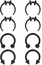 [Uqnwbdq] 14G 12G 8G 6G 4G 2G Large Septum Rings Stretching Kit Gauges Earrings Hoops 316L Surgical Steel Septum Pincher Tapers Plastic PA Ring Piercing Jewelry for Women Men 10mm 12mm 16mm