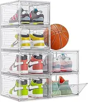 2 Pack Shoe Storage Box, 34 x 27 x 19 cm, Stackable Clear Shoe Storage Organizer, Entryway Large Shoe Display Case, Space-Saving