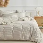 NEW West Elm Beige Boho Queen Size Tufted Fringe Bedding Duvet & Sham Set