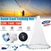Durable Fishing Cast Net Quick Throw Nylon Mesh Drawstring Chain Bottom Spread
