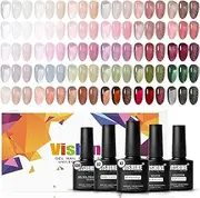 Vishine 12 Colors Soak Off Gel Polish Collection, Longwear Nude Pink Shades Gel Nail Polish Set, High-Glossy Soak Off UV LED Gel Polish Kit with Base Top Coat,Matte Top for Nail Art 8ml
