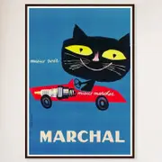 Galrie Marchal Cat Spark Plug Vintage Advertising Poster by Jean Colin - Wall Art, Black Frame, A2 42 x 60cm (16 x 24inch)