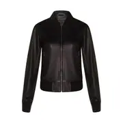 Nappa Black Leather Bomber Jacket