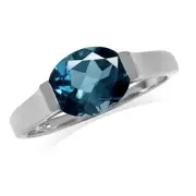 10X8 MM Oval London Blue Topaz 925 Sterling Silver Ring for Women Size 9.5