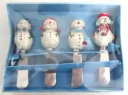St. Nicholas 4 Cheese Spreaders Snowmen Let It Snow Set