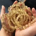 Unique Golden Hair Energy Bracelet with Adjustable Titanium and Wood Elements
