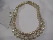 AVON Pure Elegance Pearlesque Necklace & Earrings Set Faux Rose & White Pearls