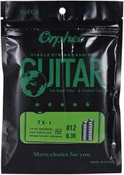 TX-1 Single String Replacement for Acoustic Fo Guitar 1st E-String (.012) 10-Pack High-carbon Steel Core 75/25 Phosphor Bronze Light ion