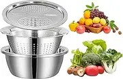 Tuxuseo Colander Set with Strainer Bowl, Colander with Mixing Bowl Set, Vegetable Washing Basket with Large Capacity, Salad Rice Washing Machine, Drain Colander for Drainage of Boiled Pasta